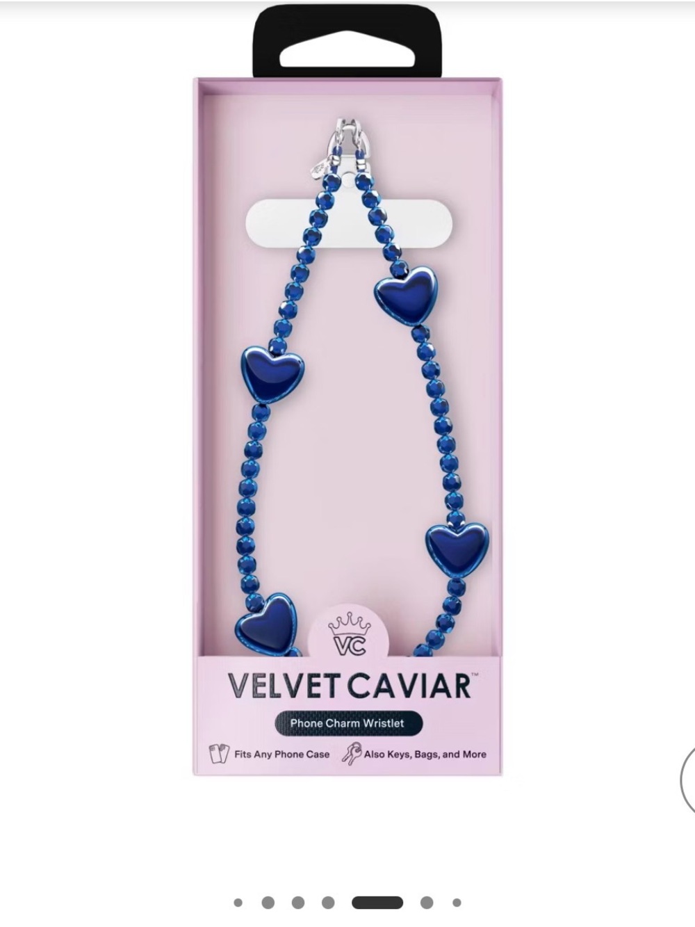 Velvet Caviar Blue Heart Beaded Phone Charm Wristlet